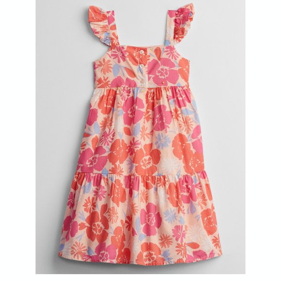 Gap Toddler Girls Hibiscus Tropical Floral Flutter Cotton Maxi Summer Dress - Picture 2 of 3